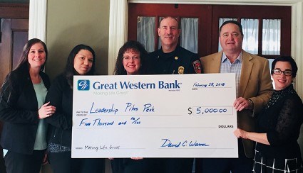 Leadership Pikes Peak receiving a grant from Great Western Bank in Colorado
