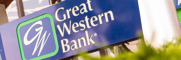 Great Western Bank Signage with Logo and Company Name