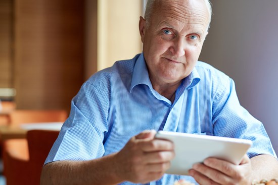 Older person using a tablet