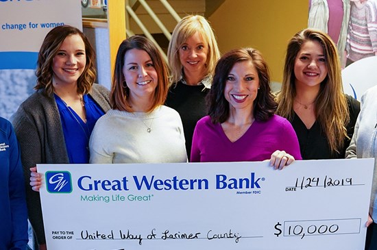 Great Western Bank awards United Way of Larimer County, Colorado a grant