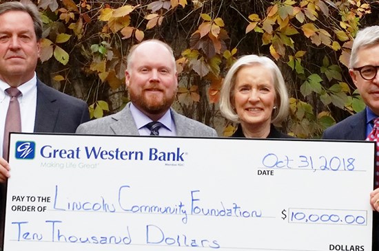 Lincoln Nebraska Community Foundation accepts a grant from Great Western Bank in Lincoln